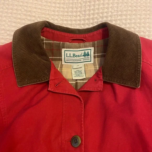 Vintage LL Bean Coat Womens Red Canvas Corduroy Barn Chore Jacket Workwear 2X - Picture 3 of 5